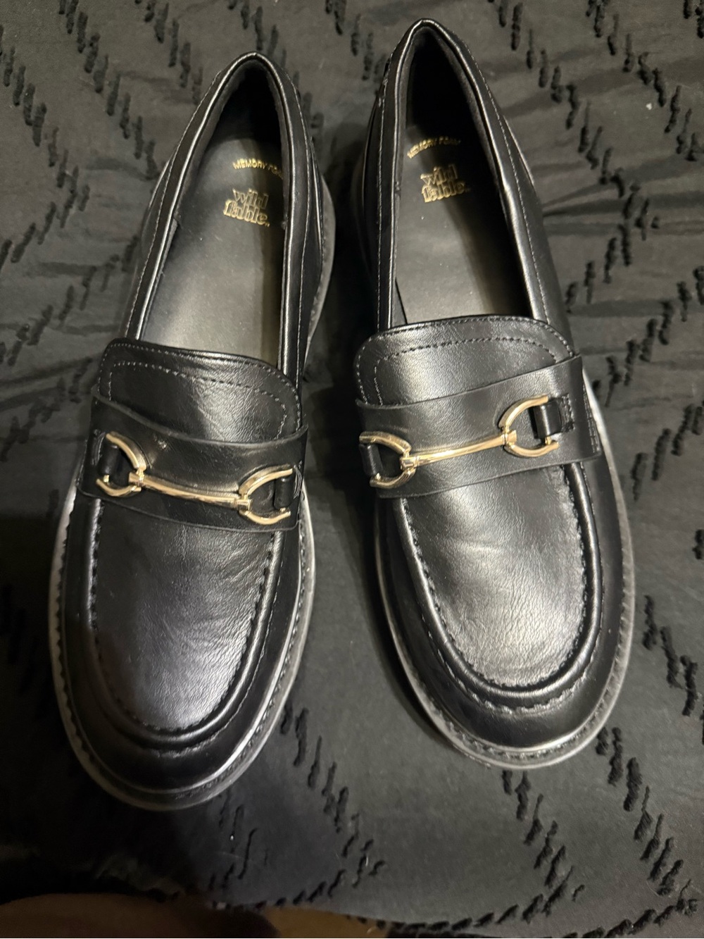 wild fable Black Loafers with Gold Bit Hardware